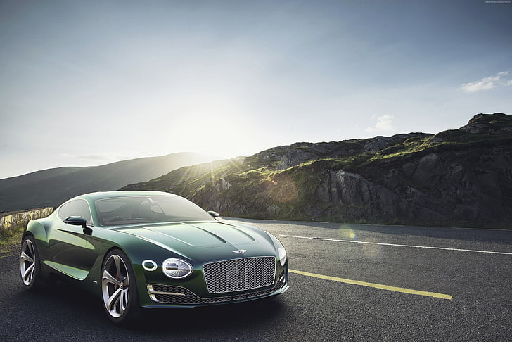 hybrid, green, coupe, Bentley EXP 10, SPEED 6, luxury car, transportation, HD wallpaper