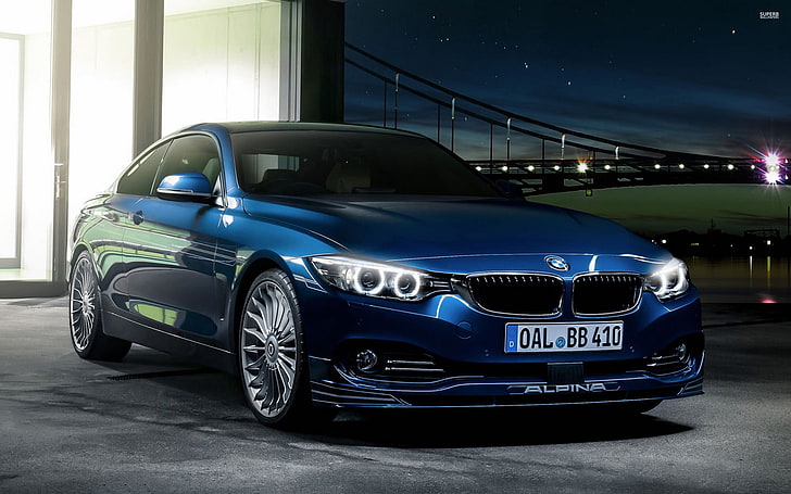blue BMW sedan, car, Alpina, blue cars, vehicle, transportation, HD wallpaper