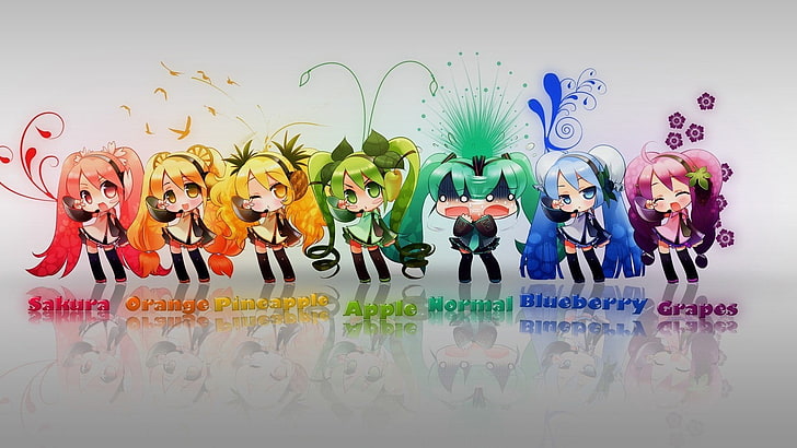 Hatsune Miku, Vocaloid, women, multi colored, adult, indoors, HD wallpaper
