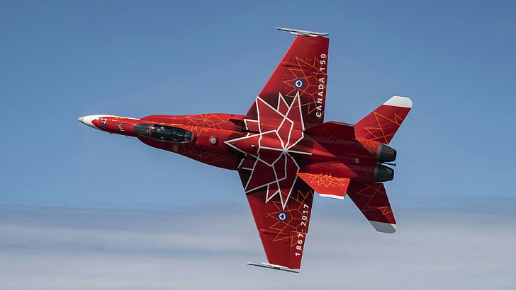 red, airplane, aircraft, fighter aircraft, aviation, air force