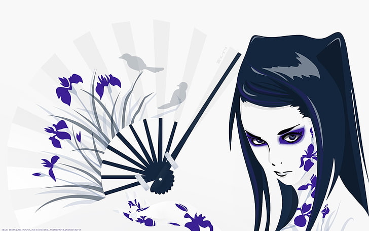 Ergo Proxy, anime, fan art, Re-l Mayer, white background, flower