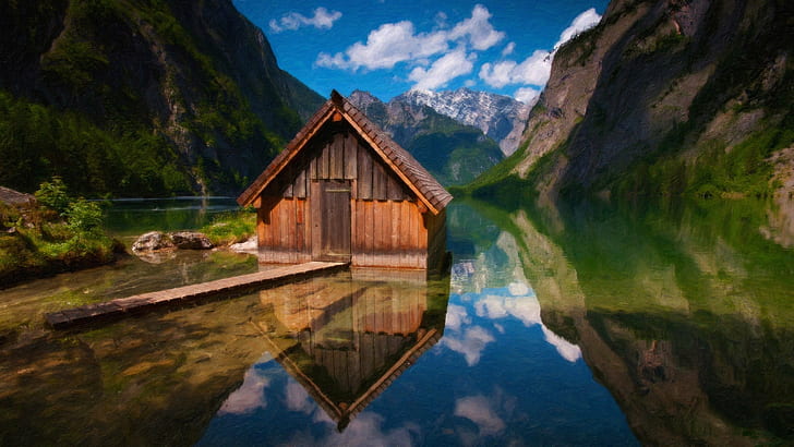 obersee lake, water, mountain, nature, reflection, mountain range, HD wallpaper
