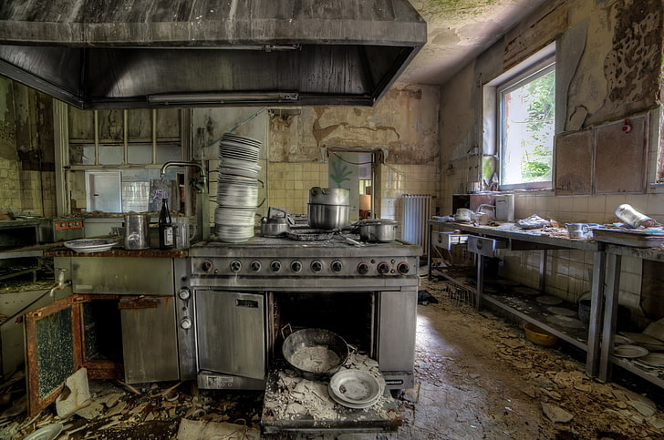 kitchen, old, abandoned, HDR, indoors, domestic kitchen, no people, HD wallpaper