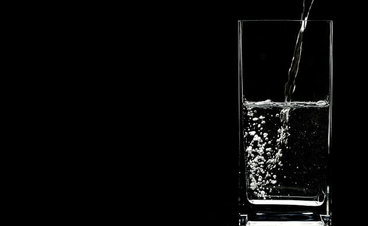 photography, glass, water, black background, monochrome