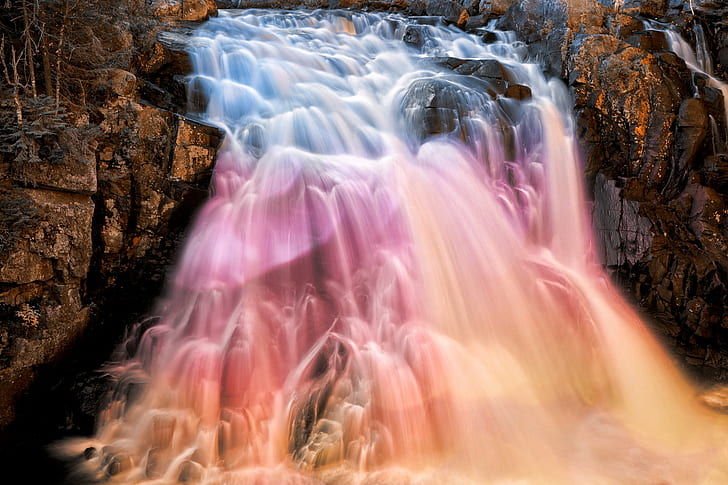 multicolored waterfalls during daytime, Bokeh, hdr, chutes, diable, HD wallpaper