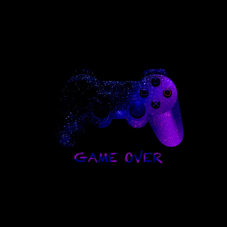 game over, joystick, controller, gamepad, neon