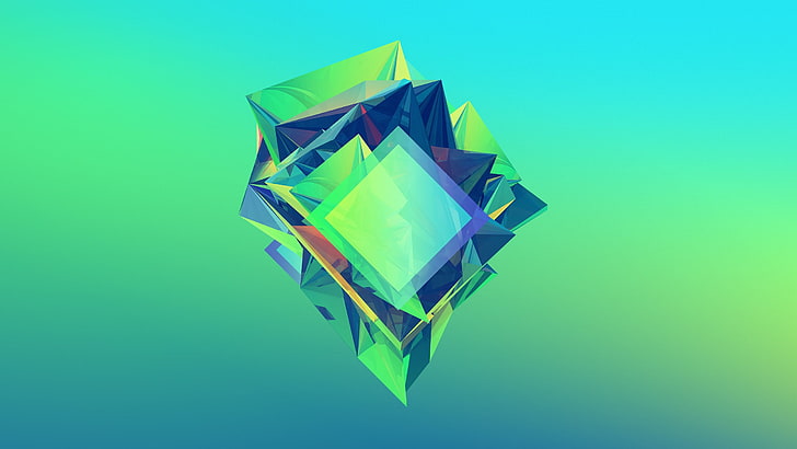 green and blue 3D illustration, green, white, and purple artwork