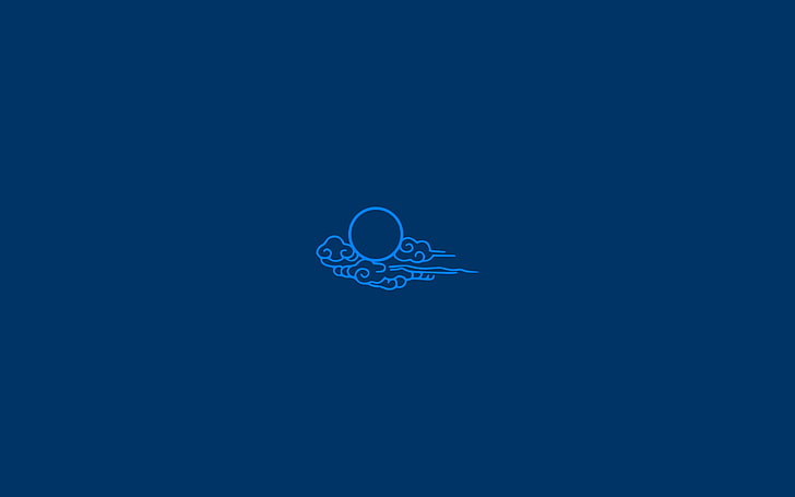 blue illustration, minimalism, circle, digital art, blue background, HD wallpaper