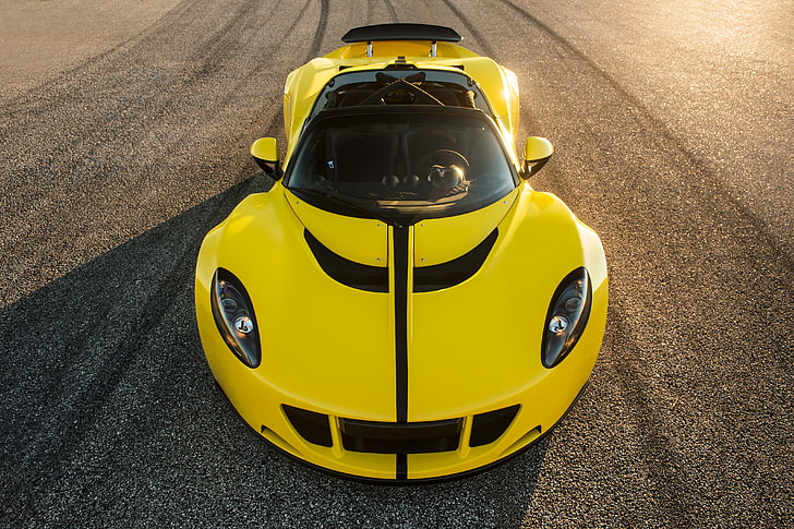 Hennessey Venom GT Spyder, sport car, racing, SEMA 2015, yellow, HD wallpaper