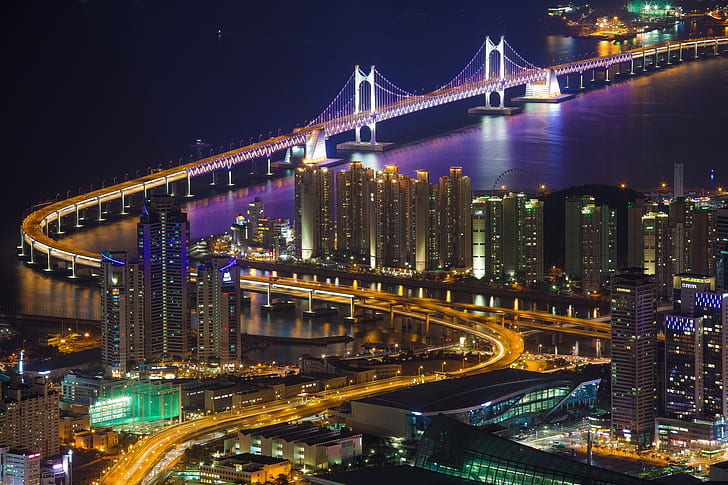 The city of Busan, city high rise building wallpaper, Republic of Korea