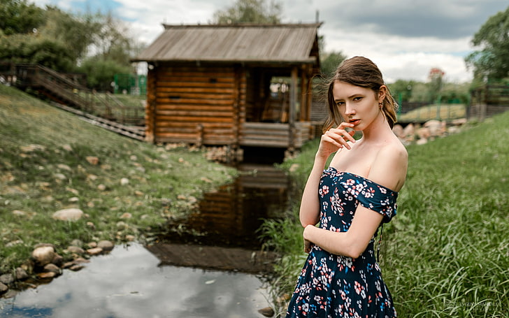Evgeny Markalev, women, model, brunette, looking at viewer, HD wallpaper