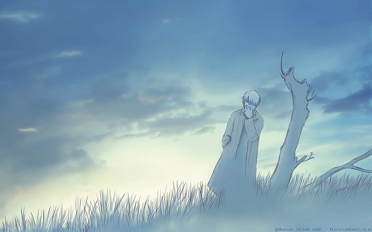 anime, Mushishi, Ginko (Mushishi), sky, cloud - sky, representation