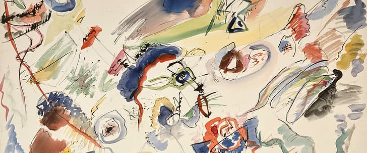 paper, pencil drawing, watercolor, ink, Wassily Kandinsky, painting