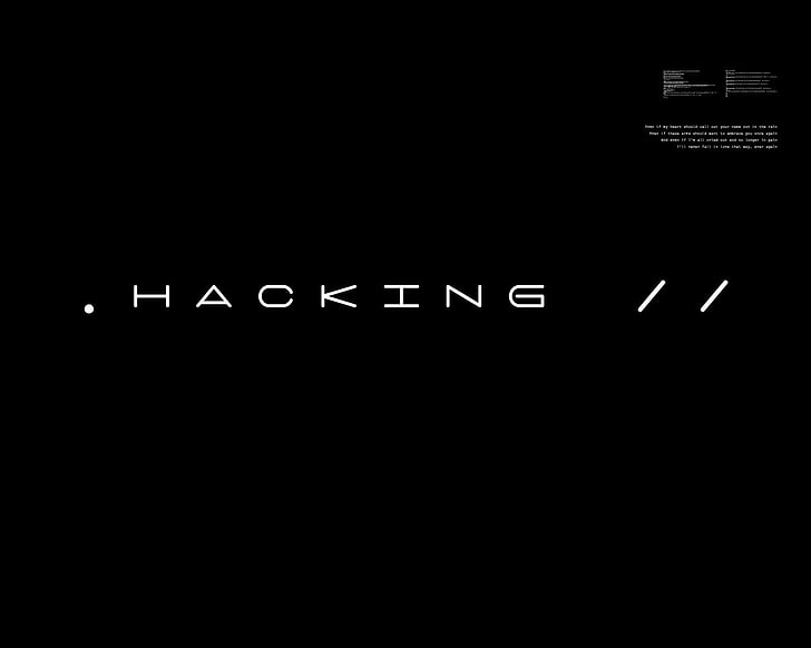 white text on black background, hacking, western script, copy space, HD wallpaper