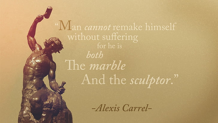 Alexis Carrel wallpaper, quote, motivational, sculpture, statue, HD wallpaper