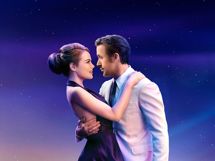 Movie, La La Land, Emma Stone, Ryan Gosling, two people, couple - relationship