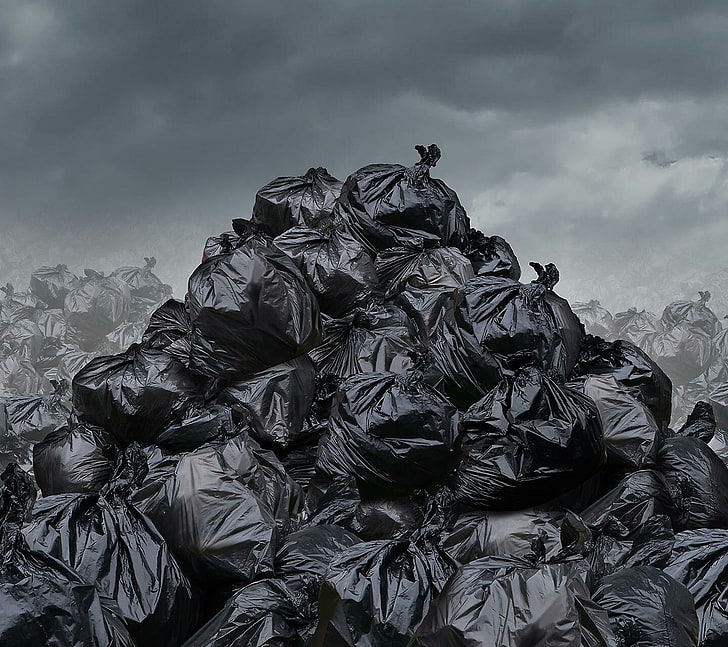 trash, environment, bag, sky, cloud - sky, nature, art and craft, HD wallpaper