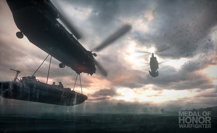Medal of Honor Warfighter cover, helicopter, boat, water, sky, HD wallpaper