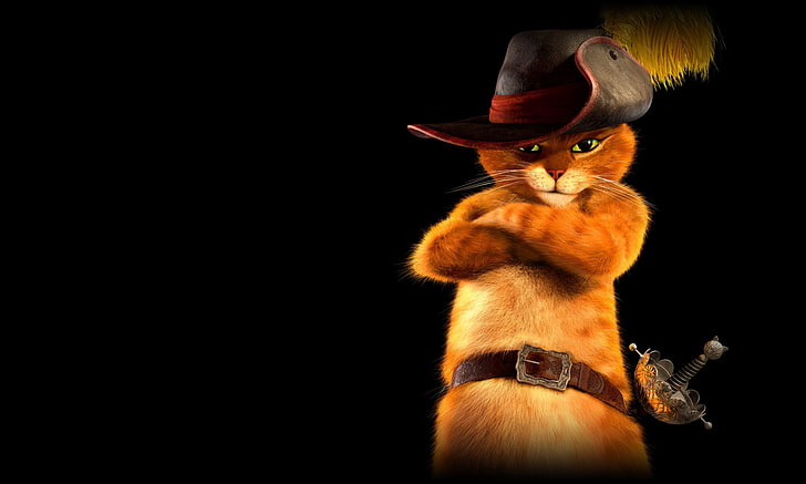 Movie, Puss In Boots, Cat, Hat, HD wallpaper