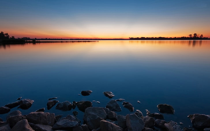 Sunset sky forest lake-Nature High Quality Wallpap.., water, beauty in nature, HD wallpaper