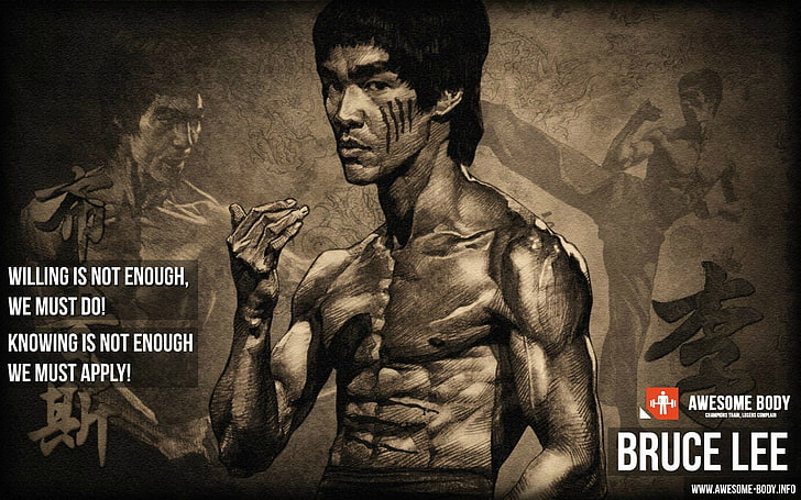 motivational, working out, Bruce Lee, quote, skinny