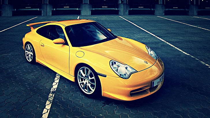 Porsche HD, yellow porsche 911, cars