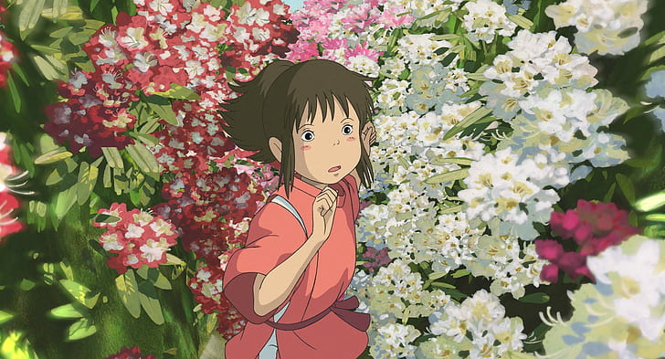 Chihiro, Spirted Away, Studio Ghibli, Anime Girls, Flowers, HD wallpaper