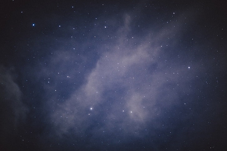 black and gray laptop computer, sky, clouds, stars, space, astronomy