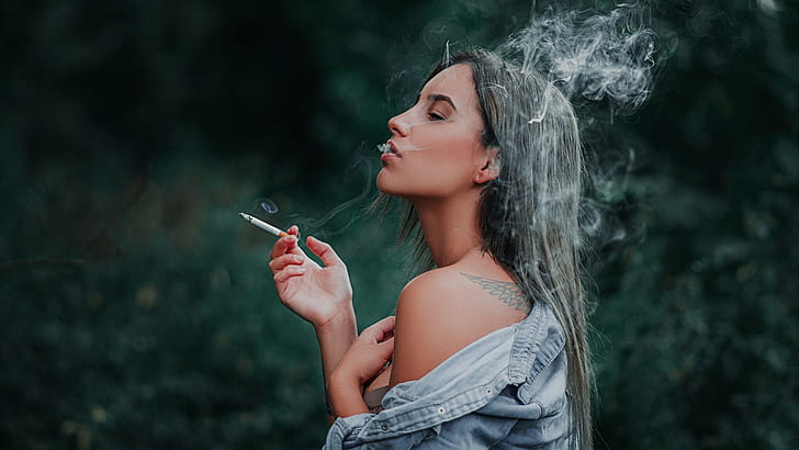 women, smoking, face, cigarettes