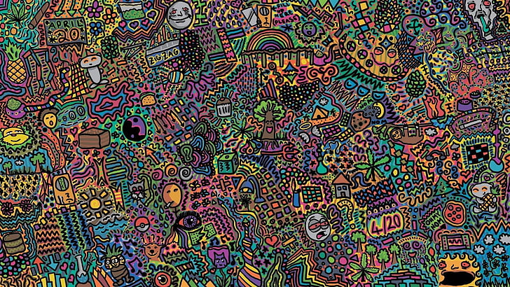 abstract artwork, drawing, colorful, multi colored, full frame, HD wallpaper