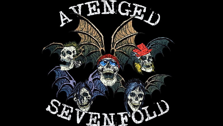 painting of bats, rock, Avenged Sevenfold, a7x, black background