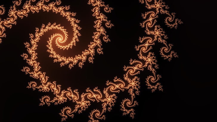 fractal, 3D fractal, black background, illuminated, no people, HD wallpaper