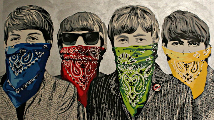 Banksy Beatles Bandanna Graffiti Band Group Image Download, music, HD wallpaper