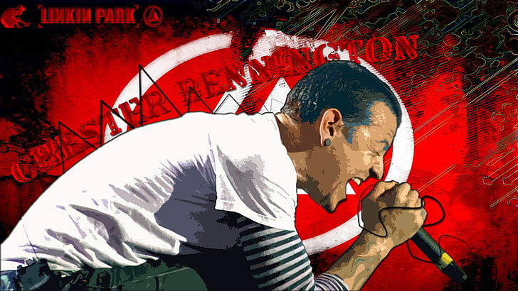 Linkin Park Chester Bennington, red, real people, graffiti, architecture