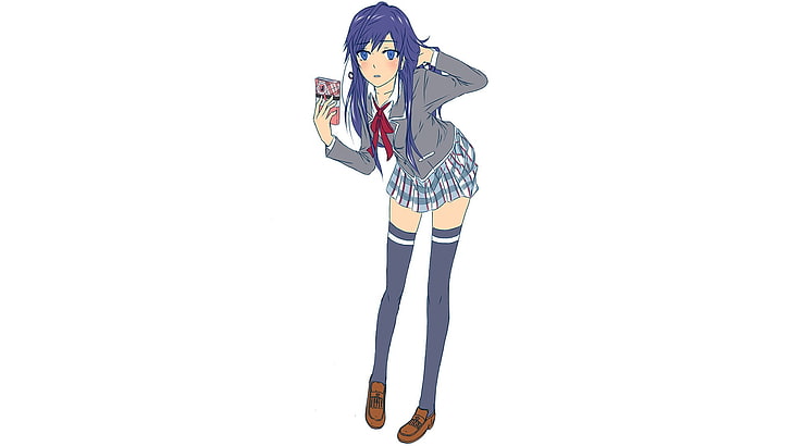 female anime character in blue skirt, Yahari Ore no Seishun Love Comedy wa Machigatteiru