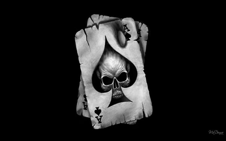 HD wallpaper: ace of spades digital wallpaper, skull, heverilson, black  background | Wallpaper Flare
