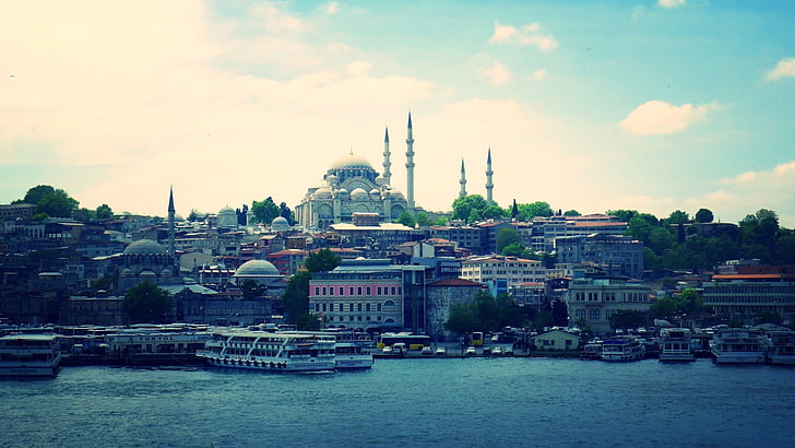 city, cityscape, Istanbul, sea, building, mosque, architecture