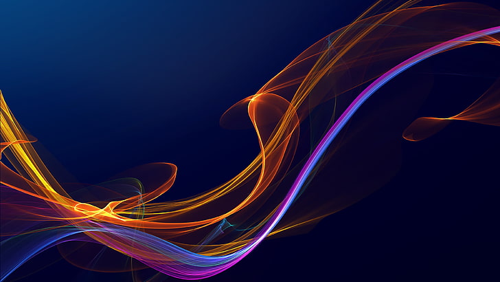 lines, abstract, colorful, blue, flame, artwork, light, digital art