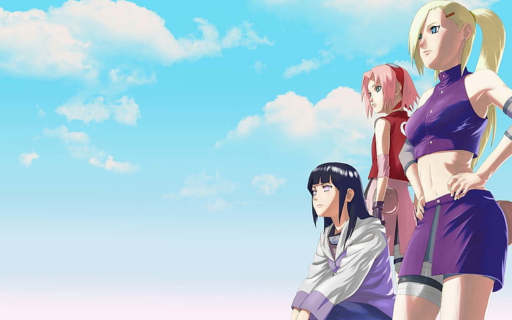 Anime, Naruto, Hinata Hyūga, Ino Yamanaka, Sakura Haruno, women, HD wallpaper