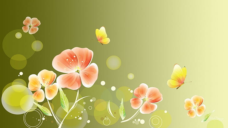 Water Color Spring, yellow and orange petaled flowers wallpaper, HD wallpaper