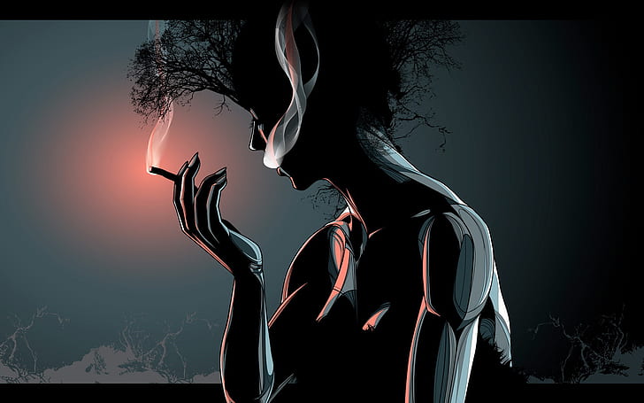 HD wallpaper: Human HD, woman smoking with tree hair illustration, artistic  | Wallpaper Flare