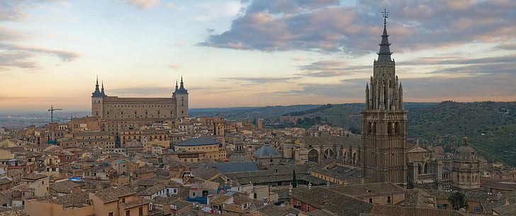 city, Toledo, old building, cathedral, fort, HD wallpaper