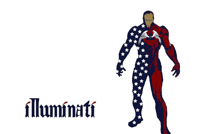 Iron Man with illuminati text illustration, Marvel Comics, The Avengers
