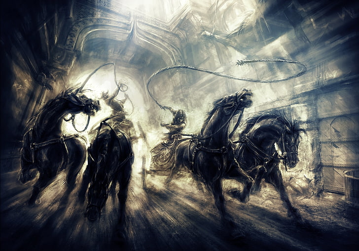 four black horses digital wallpaper, chase, Prince, Prince of Persia, HD wallpaper