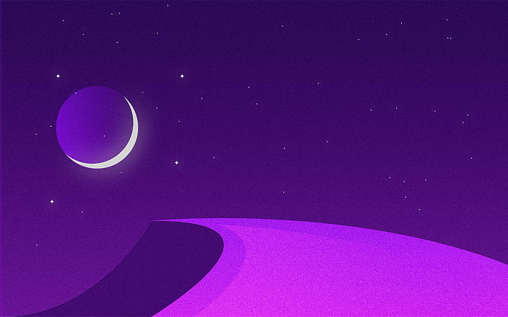 Ramadan Purple Evening 4K 8K, Moon, Night, HD wallpaper