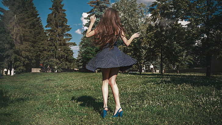 women, dress, high heels, grass, Anton Harisov, Fotoshi Toshi, HD wallpaper
