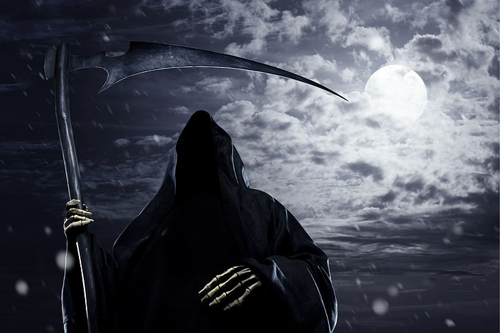 Grim Reaper digital wallpaper, skeleton, horror, hammer, creepy