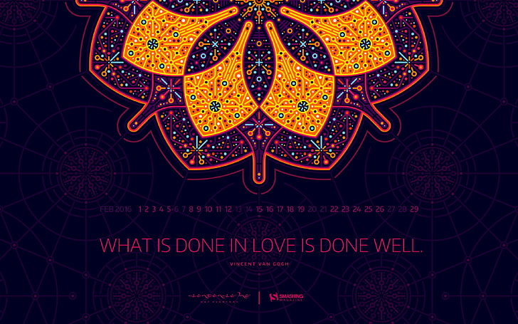 Just Do What You Love Most-February 2016 Calendar .., pattern