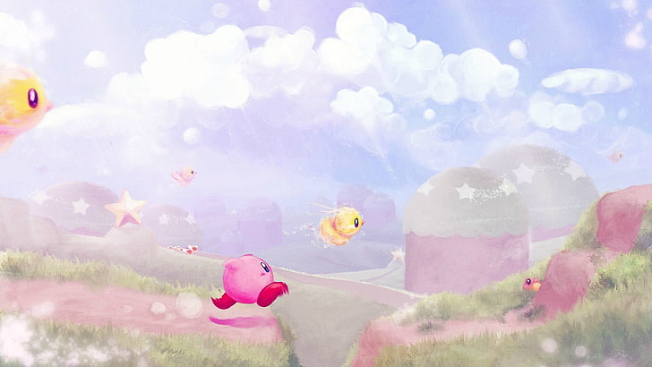 Nintendo Kirby illustration, digital art, video games, plant, HD wallpaper