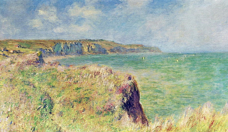 landscape, picture, Claude Monet, The edge of a Cliff in Purvile
